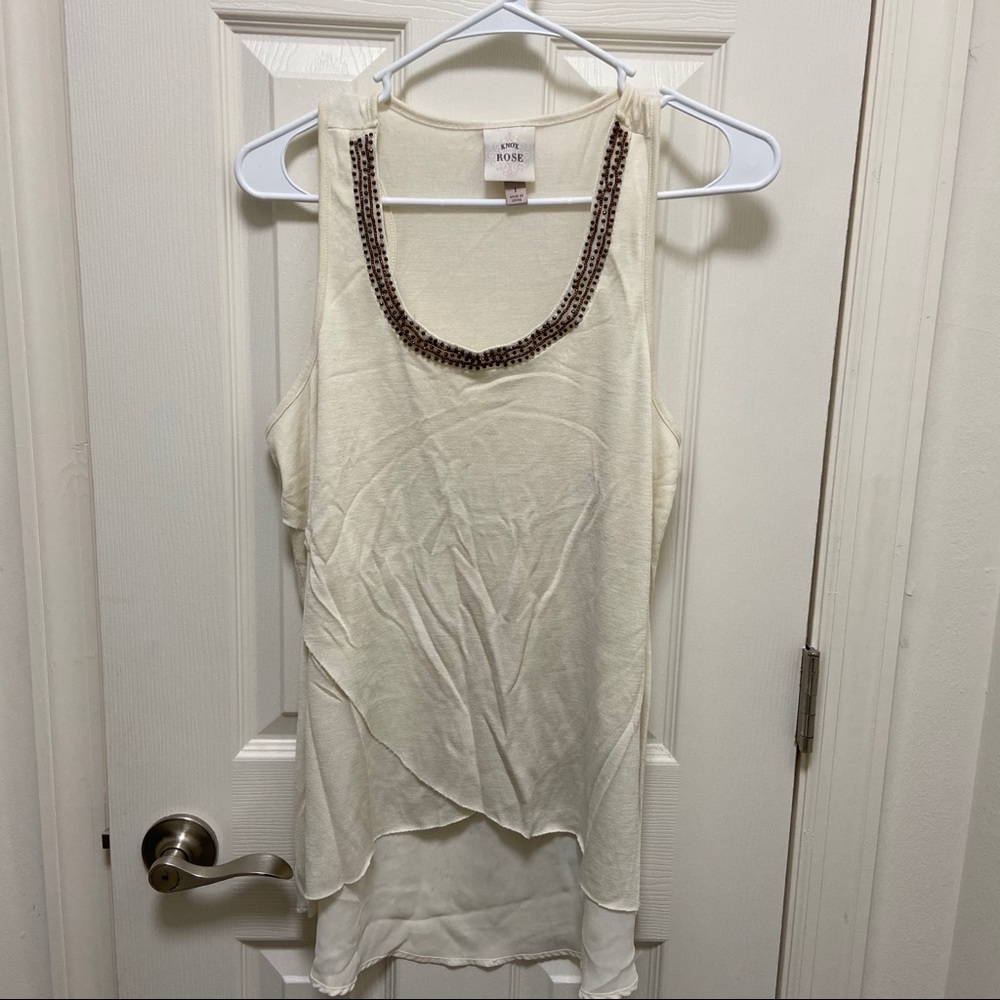 Pink Rose Beaded Dress Tank Top